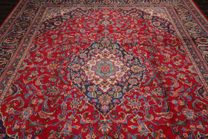 9'7" x 12'7" Hand Knotted Kashann 100% Wool Traditional Oriental Area Rug Red