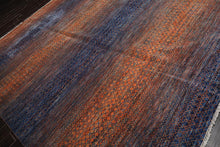 9’ x 12’ Hand Knotted 100% Wool Modern Grass Oriental Area Rug Orange, Navy - Oriental Rug Of Houston