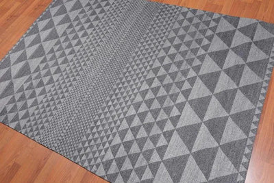 5' x 7' Handmade Geometric 100% Wool Modern Flatweave Area Rug Modern Gray - Oriental Rug Of Houston