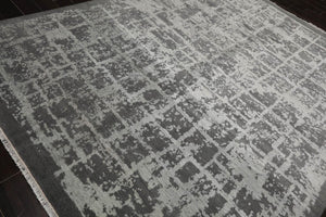 8’1" x 10’2"Hand Knotted Wool & Silk Tibetan Sherpa Oriental Area Rug Gray - Oriental Rug Of Houston