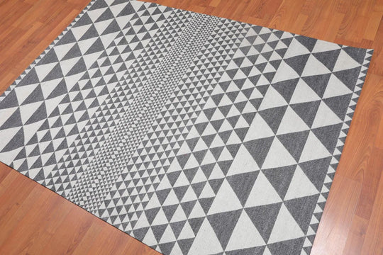 5x8 Handmade Wool Oriental Area Rug Beige, Gray Color