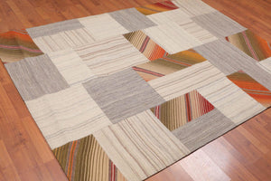 5' x 8' Hand Woven 100% Wool Flatweave Area rug Green - Oriental Rug Of Houston