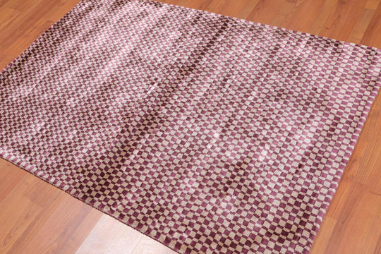 4’ x 6' Handmade Graphic Bamboo silk Traditional Oriental Area rug Purple