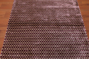 4’ x 6' Handmade Graphic Bamboo silk Traditional Oriental Area rug Purple - Oriental Rug Of Houston