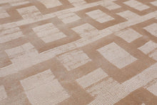 4’ x 6' Handmade Graphic 100% Bamboo silk loop and cut pile Area rug Beige - Oriental Rug Of Houston