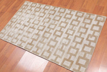 3' x5'  Tone on tone Beige Color Hand Tufted Persian Bamboo Silk  Modern & Contemporary Oriental Rug