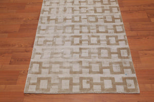 3’ x 5' Handmade Bamboo silk loop & cut pile Traditional Oriental Area rug Beige