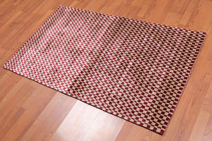 3'x5' Hand Tufted Bamboo Silk   Oriental Area Rug Cranberry, Beige Color