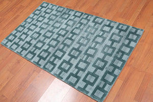 3’ x 5' Handmade 100% Bamboo silk loop & cut pile Oriental Area rug Turquoise - Oriental Rug Of Houston