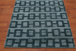 3’ x 5' Handmade 100% Bamboo silk loop & cut pile Oriental Area rug Turquoise - Oriental Rug Of Houston