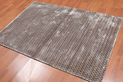 4’ x 6' Handmade Graphic 100% Bamboo silk Traditional Oriental Area rug Gray - Oriental Rug Of Houston