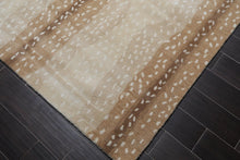 Multi Sizes Beige, Brown Hand Tufted Handmade 100% Wool Animal Print Antelope Oriental Area Rug