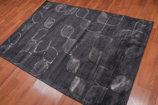 4’8" x 6'7" Handmade Modern 100% Bamboo silk Area rug Charcoal