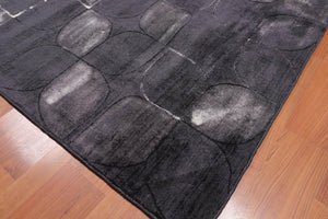 4’8" x 6'7" Handmade Modern 100% Bamboo silk Area rug Charcoal - Oriental Rug Of Houston