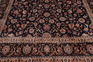 9' x 12'6" Hand Knotted Wool Kashaan Traditional 200 KPSI Oriental Area Rug Navy