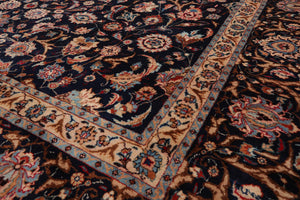 9' x 12'6" Hand Knotted Wool Kashaan Traditional 200 KPSI Oriental Area Rug Navy