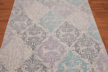 5'x8' Handmade Wool Damask Oriental Area Rug Beige, Teal Color