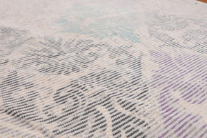 5'x8' Handmade Wool Damask Oriental Area Rug Beige, Teal Color