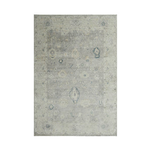 12' 3''x14' 10" Gray Beige Slate Color Hand Knotted Afghan  Oushak  100% Wool Traditional Oriental Rug