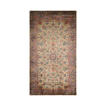 10'x18' Palace Ivory, Rose Hand Knotted 100% Wool Kerman Traditional Oriental Area Rug