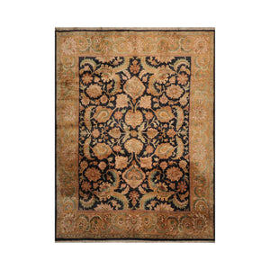 9x12 Charcoal, Tan Hand Knotted 100% Wool Agra Traditional Oriental Area Rug