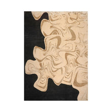 10x14 Beige, Black Hand Knotted Tibetan Wool and Silk Michaelian & Kohlberg Modern & Contemporary Oriental Area Rug