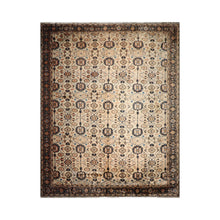 13'3"x16'9" Palace Ivory, Midnight Blue Hand Knotted 100% Wool Mahal Traditional Oriental Area Rug