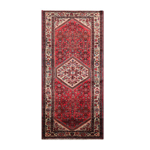 Runner Herizz Hand Knotted Red Medallion Traditional Wool Oriental Area Rug