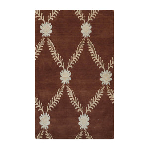 3x5 Hand-Knotted Tibetan Terra Trellis Floral Wool & Silk Brown Are Rug