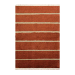 4x6 Burnt Orange Hand Knotted Tibetan Modern  Striped Wool Oriental Area Rug