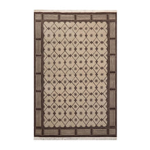 5x8 Beige Hand Knotted Tibetan Art Deco Trellis Wool Oriental Area Rug