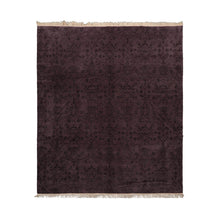 8x10 Tone on Tone Aubergine Hand Knotted  Tibetan Transitional  Floral Wool and Silk Oriental Area Rug