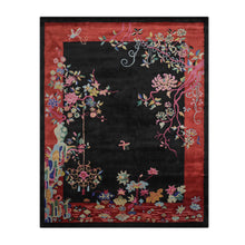 Multi Size Hand Tufted Floral New Zealand Wool Chinese Art Deco  Oriental Area Rug Black,Teracotta Color