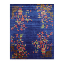 Multi Size Hand Tufted Floral New Zealand Wool Chinese Art Deco  Oriental Area Rug Royal Blue,Orange Color