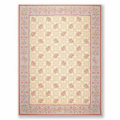 9' x 12' Hand Woven Floral Trellis Wool French Needlepoint Area Rug Gold - Oriental Rug Of Houston