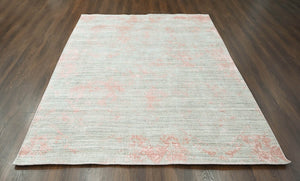 5' 10"x8' 8'' Gray Blush Color Hand Knotted Persian Wool/Bamboo Silk Transitional Oriental Rug