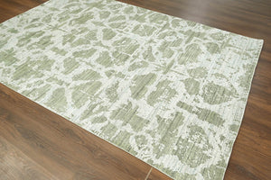 6' 7''x9' 5'' Tone On Tone Gray Color Hand Knotted Persian Wool/Bamboo Silk Transitional Oriental Rug