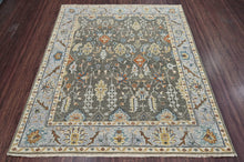 8x10 Gray Light Blue Beige Color Hand Knotted Oushak Arts & Crafts Wool Arts & Crafts/Mission Oriental Rug