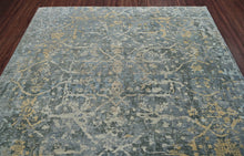 8x10 Gray Beige Light Gold Color Hand Knotted Transitional Oushak w/o border Wool Transitional Oriental Rug