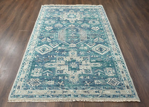 Multi Size Turquoise, Gray Hand Knotted Arts & Crafts 100% Wool Turkish Oushak Traditional Oriental Area Rug
