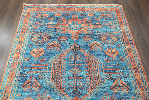 Multi Size Turquoise, Burnt Orange Hand Knotted Arts & Crafts 100% Wool Turkish Oushak Traditional Oriental Area Rug