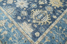 8x10 Blue, Beige Hand Knotted 100% Wool Turkish Oushak Transitional Oriental Area Rug