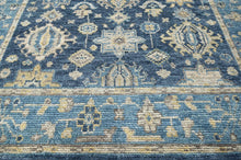 8x10 Blue, Beige Hand Knotted 100% Wool Turkish Oushak Transitional Oriental Area Rug