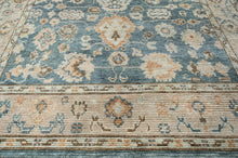 9x12 Blue, Taupe Hand Knotted Afghan Oushak 100% Wool Traditional Oriental Area Rug