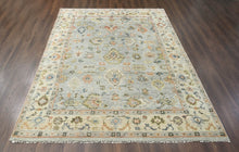 9x12 Slate, Beige Hand Knotted Afghan Oushak 100% Wool Traditional Oriental Area Rug