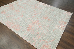 5' 10"x8' 9'' Gray Blush Color Hand Knotted Persian Wool/Bamboo Silk Transitional Oriental Rug