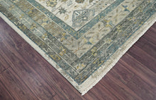 9x12 Beige Gray Moss Color Hand Knotted Oushak Wool Traditional Oriental Rug