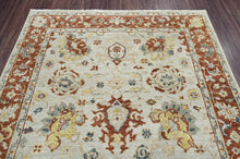 8x10 Beige Burnt Orange Gold Color Hand Knotted Oushak Wool Traditional Oriental Rug