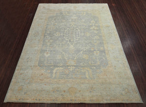12x17  Gray Beige Muted Earth Tones Color Hand Knotted Oushak Wool Traditional Oriental Rug