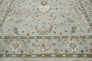 10x14 LoomBloom Gray, Mint Hand Knotted 100% Wool Turkish Oushak Traditional Oriental Area Rug